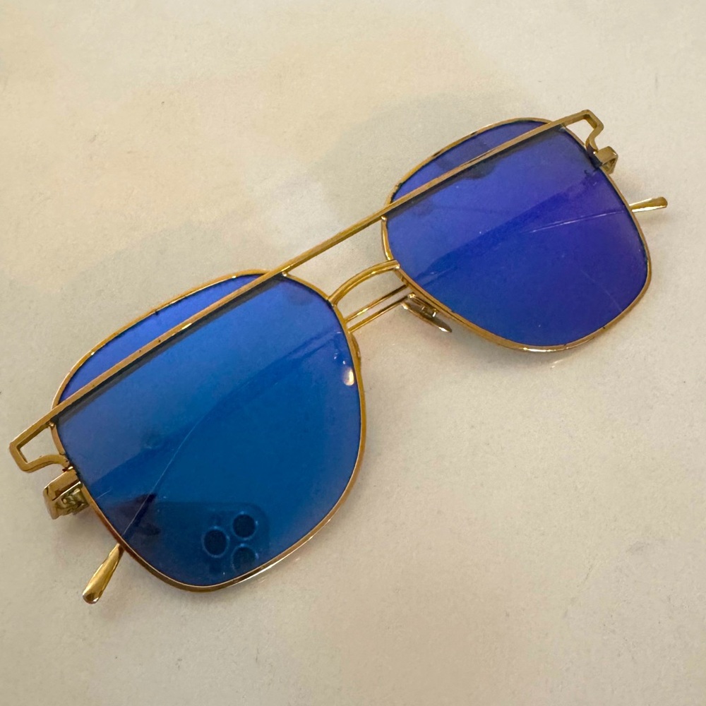 Sunday somewhere blue mirrored aviator glasses with gold frame